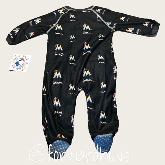 MLB Genuine Miami Marlins Infant 3/6 Month Pajama Sleeper One Piece NWT - Picture 4 of 7